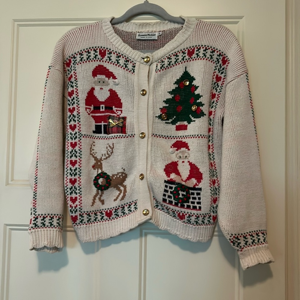 Vintage Granny Christmas Cardigan Christmas Sweater sz M